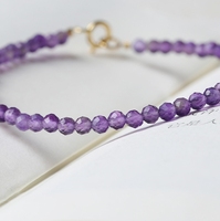 Natürliches Zhejiang-Amethyst-Armband für Damen, Marke Haoxuan, extrem dünn, 2 mm, rund, facettiert, Edelstein, funkelnd, Modetrend