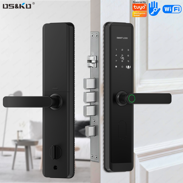 TTlock Digital Handle Door Keyless Smart Lock Fingerprint Wifi Smart Lever Handle Door Lock Smart Locks for Front Door