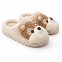 Pantoufles en peluche en forme d'ours en peluche, semelle légère en EVA, chaussures d'intérieur douces