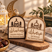 Pafu Décorations de Ramadan en gros, Panneau suspendu islamique personnalisé en bois pour la porte, Eid Mubarak, Nom de famille, Décoration de la maison, Mosquée