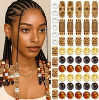 Perles d'imitation bois style bohème vintage unisexe à grand trou pour accessoires capillaires DIY, style cool et tendance, pour tresses et dreadlocks africaines