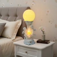 Lampe LED Rechargeable Décorative en Résine en Forme de Cœur de Chérubin, Design Européen, Luminosité Réglable, Contrôle Tactile, Sans Fil, Culot E26