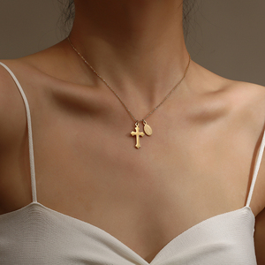 종교 기독교 보석 스테인레스 스틸 18k 금도금 성모 마리아 예수 십자가 십자가 펜던트 목걸이 - Product Image 2
