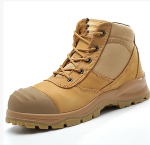 Bottes de sécurité en cuir DSF53 pour hommes, marron, respirantes, avec fermeture éclair, protection des orteils, personnalisation OEM ODM, bottes de sécurité. - Product Image 2