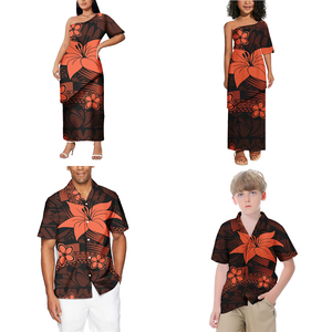 Verano Casual Tribal estampado <span class=keywords><strong>Aloha</strong></span> Hawaii camisas para niños polinesio Floral familia traje logotipo personalizado Samoa niñas Puletasi <span class=keywords><strong>vestidos</strong></span> - Product Image 6