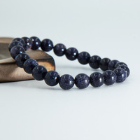 Bracelet extensible tendance avec perles en forme de boule en pierre d'or bleue naturelle |   Bracelet élastique unisexe en pierre galaxie Nuit étoilée, cadeau