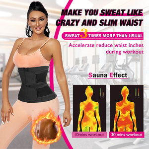 Wholesale Quality 2 Two Strap <b>Wrap</b> Body Shaper Gym Fitness Sauna Sweat Corset Black Double Belt Neoprene Waist Trainer With Pock - Product Image 3