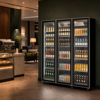 Réfrigérateur à vin de luxe noir à double porte, grande capacité, électrique, pour boissons et vins
