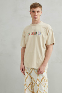 Camiseta Unisex Imperio Shop, 100% Algodón, Cuello Redondo, Manga Corta, Transpirable, Largo Regular, Color Beige, Diseño de Loros y Palmeras, para Hombre - Product Image 4