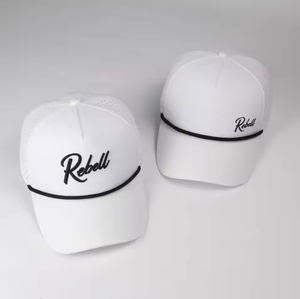 Gorra de béisbol deportiva promocional impermeable de poliéster de 5 paneles con logotipo bordado personalizado y malla - Product Image 6