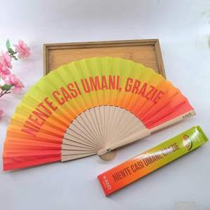 23cm Classic White Linen Folding Hand Fan Painted Wooden Craft Decoration for Wedding or Halloween <b>Gift</b> Model Pattern - Product Image 4