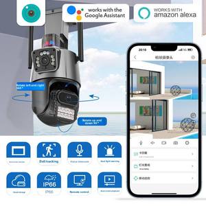 Camera ICSEE 3K 6MP ngoài trời, hai ống kính, không dây, PTZ, chống nước, camera an ninh CCTV với đèn cảnh báo, camera Wifi - Product Image 2