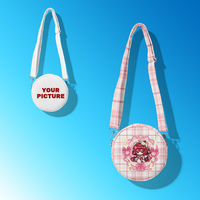 Sac bandoulière cylindrique portable, design anime personnalisé, sac à bandoulière rond, prix d'usine, sac à main personnalisé pour femmes, motif dessin animé