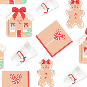 DAMAI New Gingerbread Man Christmas Party Tableware Set with Red Bowknot Patters Disposable Paper Plates Set - Product Image 2