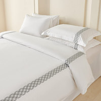 Qualité hôtelière, 100% coton, couture exquise, broderie, taie d'oreiller, ensemble de draps ajustés 3 pièces, profondeur supplémentaire, ensemble de literie ajustée pour hôtel 5 étoiles