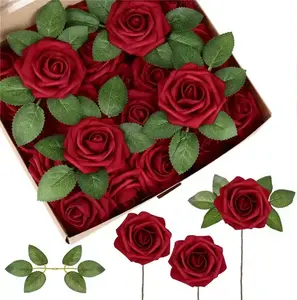 Wholesale High Quality Artificial Flowers Foam Roses With Stems For Wedding Bouquets Valentines Day Gift Home Decoration