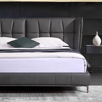 Mobilier de chambre à coucher moderne et léger en cuir de luxe cadre de lit d'hôtel lit King Size lit Queen Size