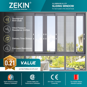 Fenêtre coulissante en aluminium sur mesure, fabricant certifié NFRC AS2047, rupture de pont thermique, insonorisée, double vitrage trempé - Product Image 1