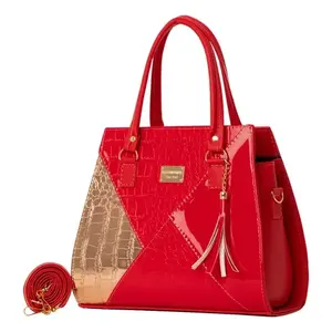 Bolso de Mano Rojo para Mujer Fana Amy M3800, Gran Capacidad, Forro de PU, Estilo Simple, Dos Asas, Diseño de Media Luna con Patrón de Serpiente, Uso Diario Informal - Product Image 3