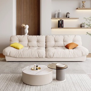 Sofá Nórdico Cloud, Minimalista, Moderno, Color Crema, Tres Plazas, Tela Tecnológica, Sofá para Sala de Estar - Product Image 1