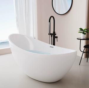 Modern Lüks Beyaz Akrilik Ayaklı Küvet Otel Banyosu Jakuzili Küvet, Gider ve Musluk Dahil - Product Image 2