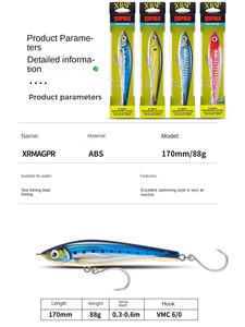 Leurre de pêche <span class=keywords><strong>Rapala</strong></span> 170 mm 88 g Le Bole, leurre artificiel de type crayon immergé à grande échelle, leurre dur pour la pêche en mer, leurre Luya, leurre pour la pêche au bar - Product Image 3