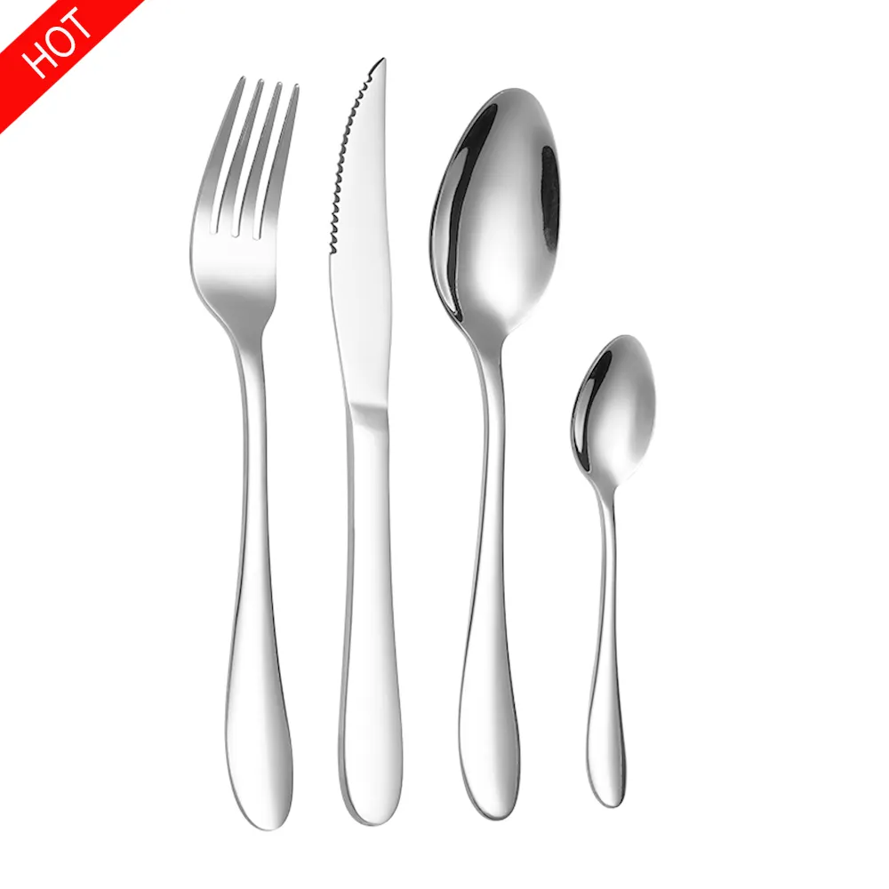 Restaurant home silverware flatware 410 stainless steel silver cubiertos acero inox cutlery sets