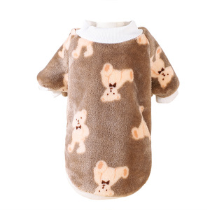 <b>Cute</b> Animal Print Pet Sweater Brown <b>Bear</b> Pattern Polyester Two Legged Garment For Dogs Cats - Product Image 1