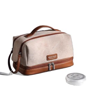 Trousse de Toilette de Voyage Double Couche Personnalisable avec Logo, en <span class=keywords><strong>Cuir</strong></span> PU Résistant à l'Eau, Grande Ouverture, Double Fermeture Éclair, Séparation Humide/Sèche - Product Image 2