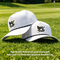 Gorra de Playa Impermeable con Logotipo Personalizado en PVC, Gorra de Béisbol Deportiva de 5 Paneles con Corte Láser Perforado y Cuerda, Gorras de Golf