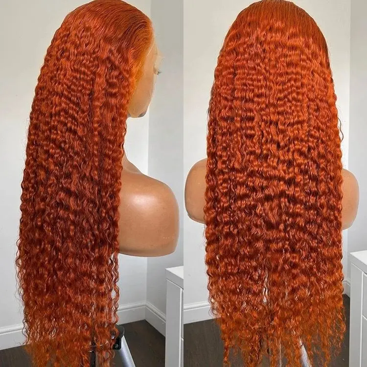 Amara fast delivery water wave glueless half lace wig ginger raw indian hair wig human hair 360 lace wigs vendor in stock