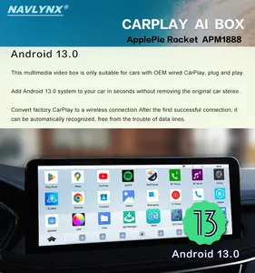 NAVLYNX Applepie Rocket Carplay AI Box LTE 4G 5G GPSWIFIプラグアンドプレイAndroid1314ワイヤレス自動Netflix Youtube 8G 128Gトヨタ