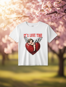 Camiseta con estampado de Cupido para el Día de San Valentín, camiseta informal de manga corta con cuello redondo para mujer, diseño de lentejuelas de jersey 100% algodón - Product Image 2