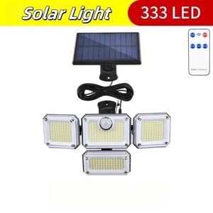 333LED IP65 Lámpara solar a prueba de agua Cabeza ajustable Multiusos <span class=keywords><strong>Sensor</strong></span> de movimiento al aire libre Luz de pared para jardín Inducción humana Solar - Product Image 2