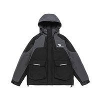 Blouson matelassé décontracté pour homme, à capuche, entièrement zippé, avec rabat coupe-vent, poches cargo, cordons de serrage, hiver, grandes tailles, surdimensionné, 90% 6XL 7XL