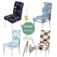 Housse de chaise demi-haute élastique en polyester imprimé, moderne, simple, taille personnalisable, pour mariage, hôtel, tabouret, lavable à la main