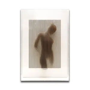 Décoration d'hôtel personnalisable Panneau de fibres de bois fabriqué à la main Sculpture murale de corps de femme 3D avec cadre en acrylique transparent