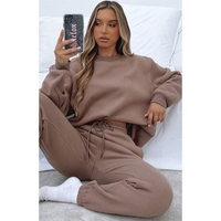 Pantaloni e felpe con cappuccio in 2 pezzi spessi autunno inverno set da jogging per donna tute da donna in pile tute da due pezzi