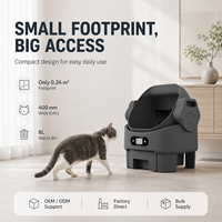 Bac à litière intelligent pour chat avec contrôle par application |   Capteurs anti-pincement à double sécurité |   Nettoyage automatique pour plusieurs chats |   Design carré