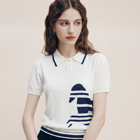 Vente en gros directe d'usine, vêtements pour femmes, polo en tricot rayé à manches courtes, personnalisable OEM ODM, style preppy