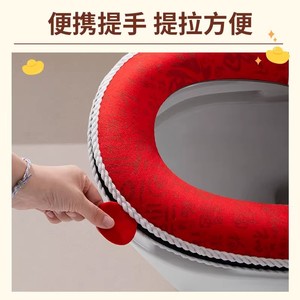 Funda para asiento de inodoro, de felpa, gruesa, cálida para invierno, diseño festivo para uso doméstico - Product Image 5