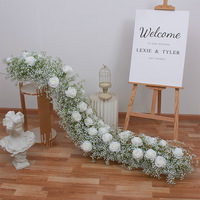 Chemin de table floral artificiel rose en gros pour mariage, décoration florale pour allée de cérémonie, fête ou événement