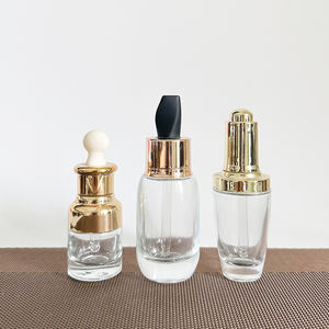 Bouteilles d'huile de croissance des cheveux épaule plate 50ml verre Push Press flacon compte-gouttes capuchon en or rose avec <span class=keywords><strong>bouton</strong></span> poussoir - Product Image 2