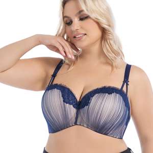 Soutien-Gorge Confort pour <span class=keywords><strong>Femme</strong></span> Bonnet D à G Demi-Bonnet pour Poitrines Généreuses à Armatures Maintien Renforcé avec Maille Respirante Couleur Contrastée - Product Image 1