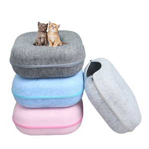 2025 gran doble capa ecológica fieltro mascota nido cremallera Donut <span class=keywords><strong>gato</strong></span> túnel juguete con patrón de animales sólidos suministro transfronterizo - Product Image 3