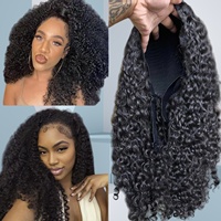 Perruque mi-tête bouclée naturelle en cheveux humains bruts birmans, sans colle, pour femmes noires, facile à porter, pré-épilée, installation facile, perruque mi-tête à retourner