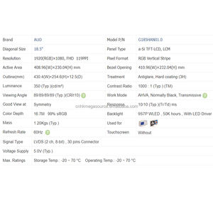 Nuevo Original G185HAN01.0 Resolución de 18,5 pulgadas 1920*1080 Pantalla de panel LCD - Product Image 2