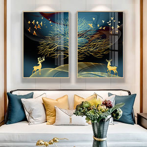 <span class=keywords><strong>Cuadro</strong></span> Decorativo Abstracto <span class=keywords><strong>Dorado</strong></span> con Ciervo, Árbol y Pájaro, Lienzo, Pósteres Nórdicos e Impresiones, Cuadros Decorativos para Sala <span class=keywords><strong>de</strong></span> Estar, Decoración del Hogar - Product Image 3