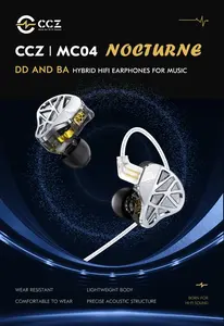 Écouteurs intra-auriculaires filaires CCZ MC04 Nocturne Hybrid Driver Bass-Enhanced <span class=keywords><strong>1DD</strong></span>+<span class=keywords><strong>1BA</strong></span> pour chanteurs - Product Image 2