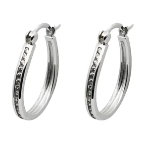 Customize Cubic Zirconia Channel Setting Fine Jewelry 925 Sterling Silver Jewelry Big Hoop Earrings